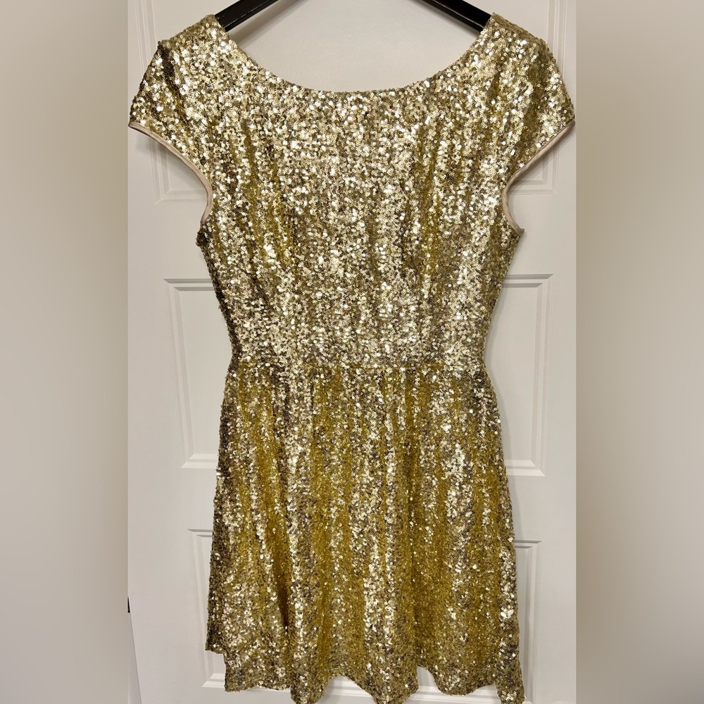 Juniors Gold Sparkles Party Dress